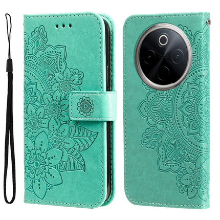 Seven-petal Flowers Embossing Leather Phone Case, For vivo Y300 Pro, For vivo Y28 4G Global, For vivo Y38 5G / T3x 5G Global, For vivo Y100 IDN / Y200e 5G Global