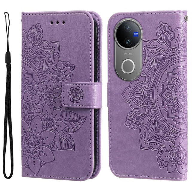 Seven-petal Flowers Embossing Leather Phone Case, For vivo V50, For vivo S20, For vivo S20 Pro, For vivo Y19s