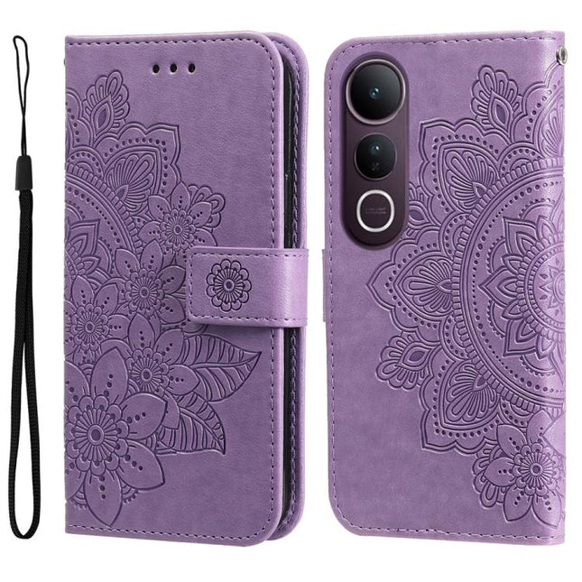 Seven-petal Flowers Embossing Leather Phone Case, For vivo V50 Lite 4G / 5G, For vivo Y39 5G / Y300i, For vivo Y29s 5G / Y04 4G, For vivo Y29 4G