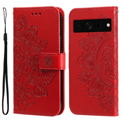 Seven-petal Flowers Embossing Leather Phone Case, For Google Pixel 8, For Google Pixel 7a, For Google Pixel 7 Pro, For Google Pixel  7