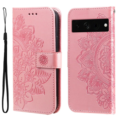 Seven-petal Flowers Embossing Leather Phone Case, For Google Pixel 8, For Google Pixel 7a, For Google Pixel 7 Pro, For Google Pixel  7