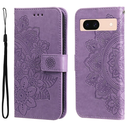 Seven-petal Flowers Embossing Leather Phone Case, For Google Pixel 9 Pro, For Google Pixel 9, For Google Pixel 8a, For Google Pixel 8 Pro