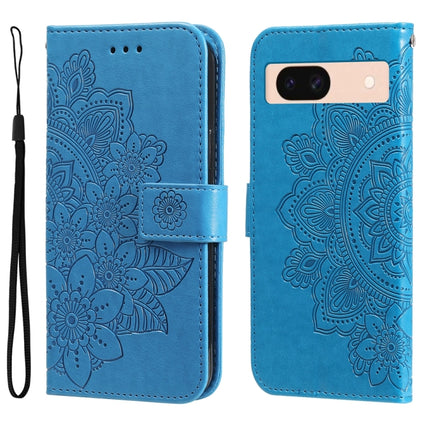 Seven-petal Flowers Embossing Leather Phone Case, For Google Pixel 9 Pro, For Google Pixel 9, For Google Pixel 8a, For Google Pixel 8 Pro