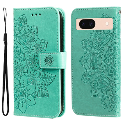 Seven-petal Flowers Embossing Leather Phone Case, For Google Pixel 9 Pro, For Google Pixel 9, For Google Pixel 8a, For Google Pixel 8 Pro