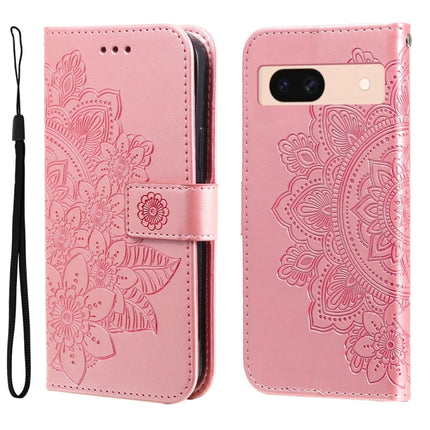 Seven-petal Flowers Embossing Leather Phone Case, For Google Pixel 9 Pro, For Google Pixel 9, For Google Pixel 8a, For Google Pixel 8 Pro
