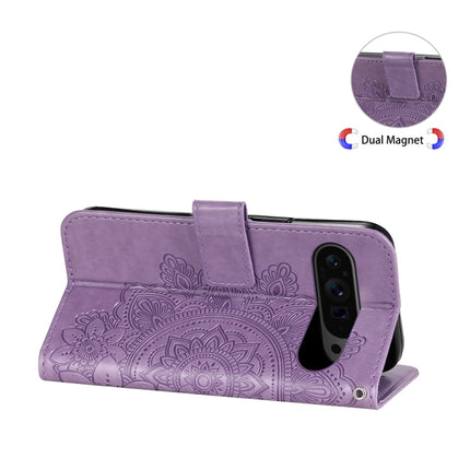Seven-petal Flowers Embossing Leather Phone Case, For Google Pixel 9 Pro, For Google Pixel 9, For Google Pixel 8a, For Google Pixel 8 Pro