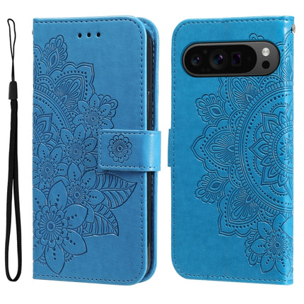 Seven-petal Flowers Embossing Leather Phone Case, For Google Pixel 9 Pro, For Google Pixel 9, For Google Pixel 8a, For Google Pixel 8 Pro