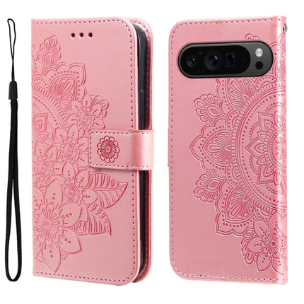 Seven-petal Flowers Embossing Leather Phone Case, For Google Pixel 9 Pro, For Google Pixel 9, For Google Pixel 8a, For Google Pixel 8 Pro