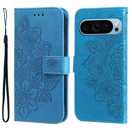 Seven-petal Flowers Embossing Leather Phone Case, For Google Pixel 9 Pro, For Google Pixel 9, For Google Pixel 8a, For Google Pixel 8 Pro