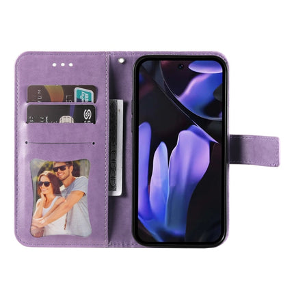 Seven-petal Flowers Embossing Leather Phone Case, For Google Pixel 9 Pro, For Google Pixel 9, For Google Pixel 8a, For Google Pixel 8 Pro