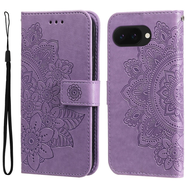 Seven-petal Flowers Embossing Leather Phone Case, For Google Pixel 9 Pro, For Google Pixel 9, For Google Pixel 8a, For Google Pixel 8 Pro