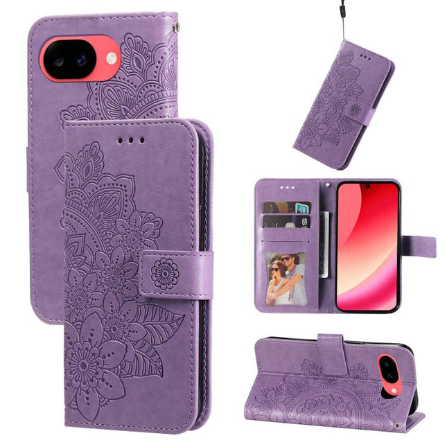 Seven-petal Flowers Embossing Leather Phone Case, For Google Pixel 11 Pro XL, For Google Pixel 11 / Pixel 11 Pro, For Google Pixel 10a, For Google Pixel 9a