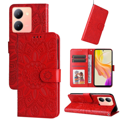 Embossed Sunflower Leather Phone Case, For vivo Y200 / V29e Global, For vivo Y17s, For vivo Y36 4G / 5G Foreign, For vivo Y78 5G Foreign
