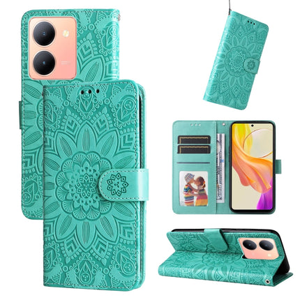 Embossed Sunflower Leather Phone Case, For vivo Y200 / V29e Global, For vivo Y17s, For vivo Y36 4G / 5G Foreign, For vivo Y78 5G Foreign