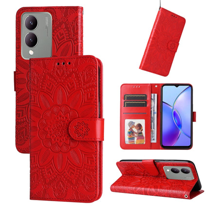 Embossed Sunflower Leather Phone Case, For vivo Y200 / V29e Global, For vivo Y17s, For vivo Y36 4G / 5G Foreign, For vivo Y78 5G Foreign