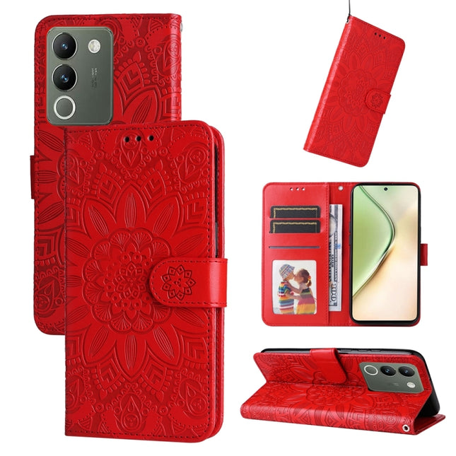 Embossed Sunflower Leather Phone Case, For vivo Y200 / V29e Global, For vivo Y17s, For vivo Y36 4G / 5G Foreign, For vivo Y78 5G Foreign