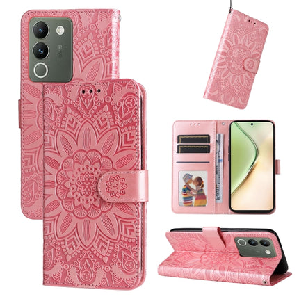 Embossed Sunflower Leather Phone Case, For vivo Y200 / V29e Global, For vivo Y17s, For vivo Y36 4G / 5G Foreign, For vivo Y78 5G Foreign