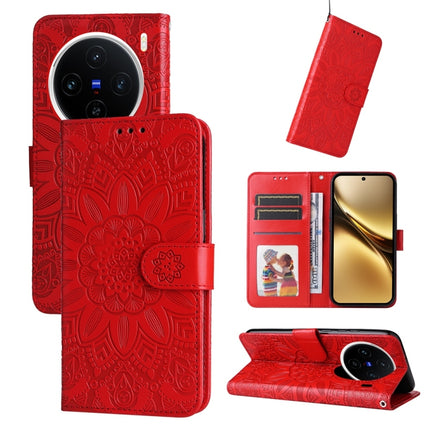 Embossed Sunflower Leather Phone Case, For vivo X200, For vivo X200 Pro mini, For vivo X200 Pro, For vivo V40 Lite 4G / 5G IDN