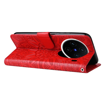Embossed Sunflower Leather Phone Case, For vivo X200, For vivo X200 Pro mini, For vivo X200 Pro, For vivo V40 Lite 4G / 5G IDN