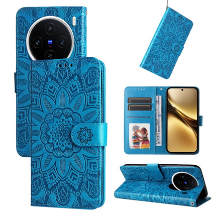 Embossed Sunflower Leather Phone Case, For vivo X200, For vivo X200 Pro mini, For vivo X200 Pro, For vivo V40 Lite 4G / 5G IDN
