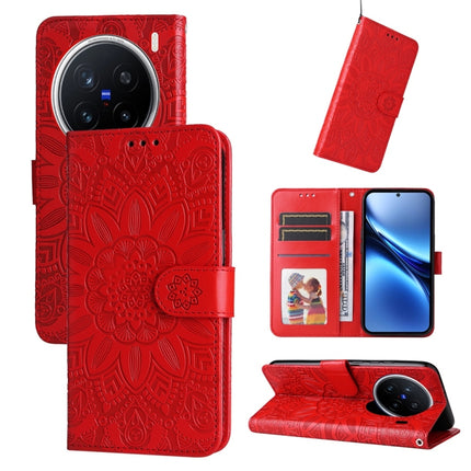 Embossed Sunflower Leather Phone Case, For vivo X200, For vivo X200 Pro mini, For vivo X200 Pro, For vivo V40 Lite 4G / 5G IDN