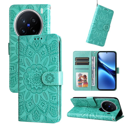 Embossed Sunflower Leather Phone Case, For vivo X200, For vivo X200 Pro mini, For vivo X200 Pro, For vivo V40 Lite 4G / 5G IDN