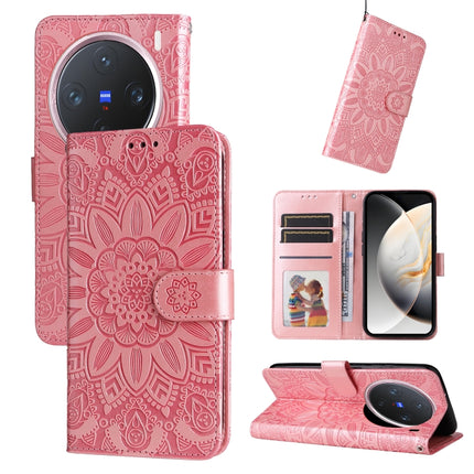 Embossed Sunflower Leather Phone Case, For vivo X200, For vivo X200 Pro mini, For vivo X200 Pro, For vivo V40 Lite 4G / 5G IDN