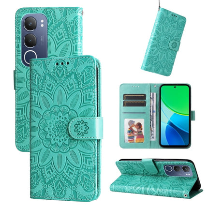 Embossed Sunflower Leather Phone Case, For vivo V50, For vivo S20, For vivo S20 Pro, For vivo Y19s