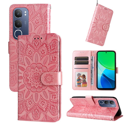 Embossed Sunflower Leather Phone Case, For vivo V50, For vivo S20, For vivo S20 Pro, For vivo Y19s