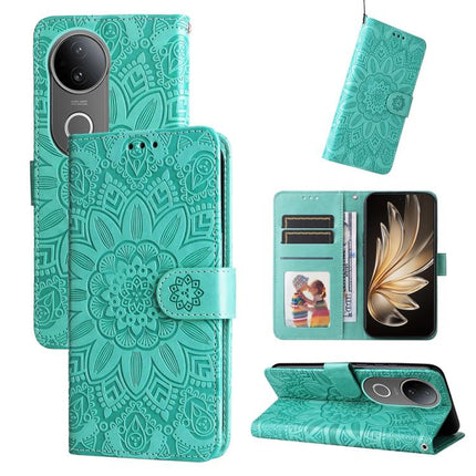 Embossed Sunflower Leather Phone Case, For vivo V50, For vivo S20, For vivo S20 Pro, For vivo Y19s