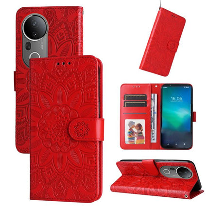 Embossed Sunflower Leather Phone Case, For vivo V50, For vivo S20, For vivo S20 Pro, For vivo Y19s