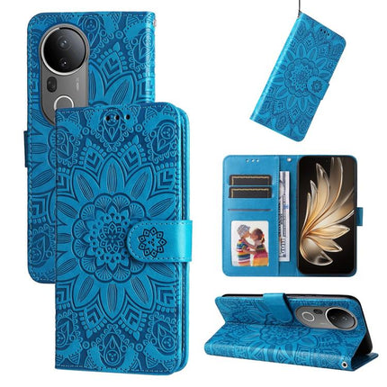Embossed Sunflower Leather Phone Case, For vivo V50, For vivo S20, For vivo S20 Pro, For vivo Y19s
