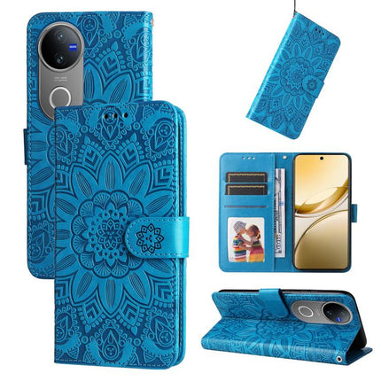 Embossed Sunflower Leather Phone Case, For vivo V50, For vivo S20, For vivo S20 Pro, For vivo Y19s