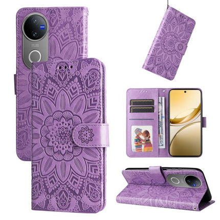 Embossed Sunflower Leather Phone Case, For vivo V50, For vivo S20, For vivo S20 Pro, For vivo Y19s