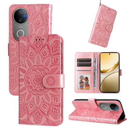 Embossed Sunflower Leather Phone Case, For vivo V50, For vivo S20, For vivo S20 Pro, For vivo Y19s