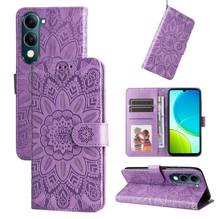 Embossed Sunflower Leather Phone Case, For vivo V50 Lite 4G / 5G, For vivo Y39 5G / Y300i, For vivo Y29s 5G / Y04 4G, For vivo Y29 4G