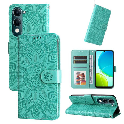 Embossed Sunflower Leather Phone Case, For vivo V50 Lite 4G / 5G, For vivo Y39 5G / Y300i, For vivo Y29s 5G / Y04 4G, For vivo Y29 4G