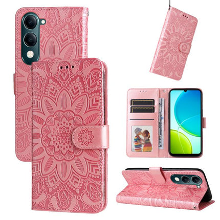 Embossed Sunflower Leather Phone Case, For vivo V50 Lite 4G / 5G, For vivo Y39 5G / Y300i, For vivo Y29s 5G / Y04 4G, For vivo Y29 4G