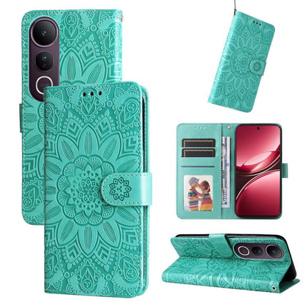 Embossed Sunflower Leather Phone Case, For vivo V50 Lite 4G / 5G, For vivo Y39 5G / Y300i, For vivo Y29s 5G / Y04 4G, For vivo Y29 4G