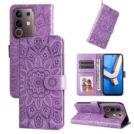 Embossed Sunflower Leather Phone Case, For vivo V50 Lite 4G / 5G, For vivo Y39 5G / Y300i, For vivo Y29s 5G / Y04 4G, For vivo Y29 4G