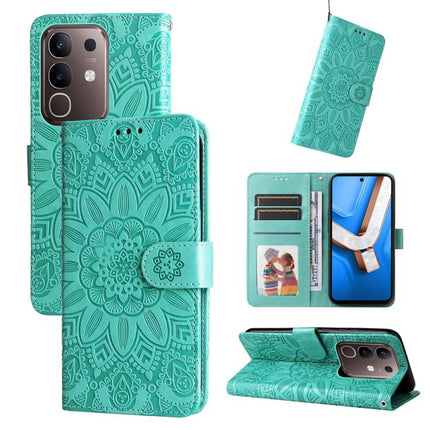 Embossed Sunflower Leather Phone Case, For vivo V50 Lite 4G / 5G, For vivo Y39 5G / Y300i, For vivo Y29s 5G / Y04 4G, For vivo Y29 4G