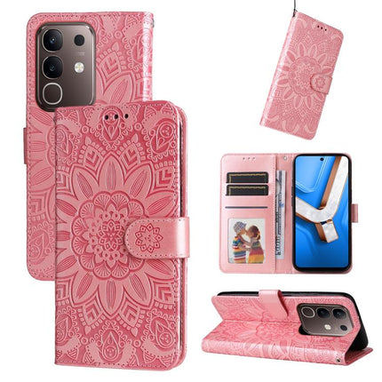 Embossed Sunflower Leather Phone Case, For vivo V50 Lite 4G / 5G, For vivo Y39 5G / Y300i, For vivo Y29s 5G / Y04 4G, For vivo Y29 4G