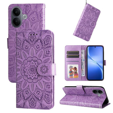 Embossed Sunflower Leather Phone Case, For vivo Y500 Pro 5G, For vivo X300 Pro, For vivo X300, For vivo V60 Lite 4G / 5G