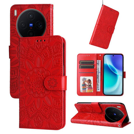 Embossed Sunflower Leather Phone Case, For vivo Y500 Pro 5G, For vivo X300 Pro, For vivo X300, For vivo V60 Lite 4G / 5G