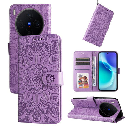 Embossed Sunflower Leather Phone Case, For vivo Y500 Pro 5G, For vivo X300 Pro, For vivo X300, For vivo V60 Lite 4G / 5G