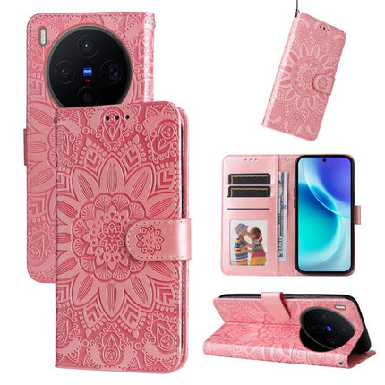 Embossed Sunflower Leather Phone Case, For vivo Y500 Pro 5G, For vivo X300 Pro, For vivo X300, For vivo V60 Lite 4G / 5G