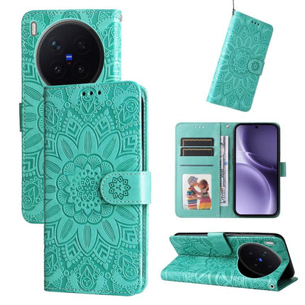 Embossed Sunflower Leather Phone Case, For vivo Y500 Pro 5G, For vivo X300 Pro, For vivo X300, For vivo V60 Lite 4G / 5G