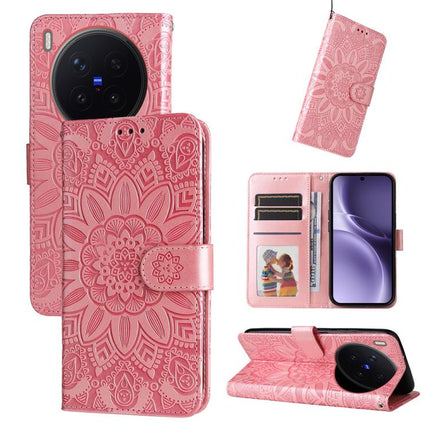 Embossed Sunflower Leather Phone Case, For vivo Y500 Pro 5G, For vivo X300 Pro, For vivo X300, For vivo V60 Lite 4G / 5G