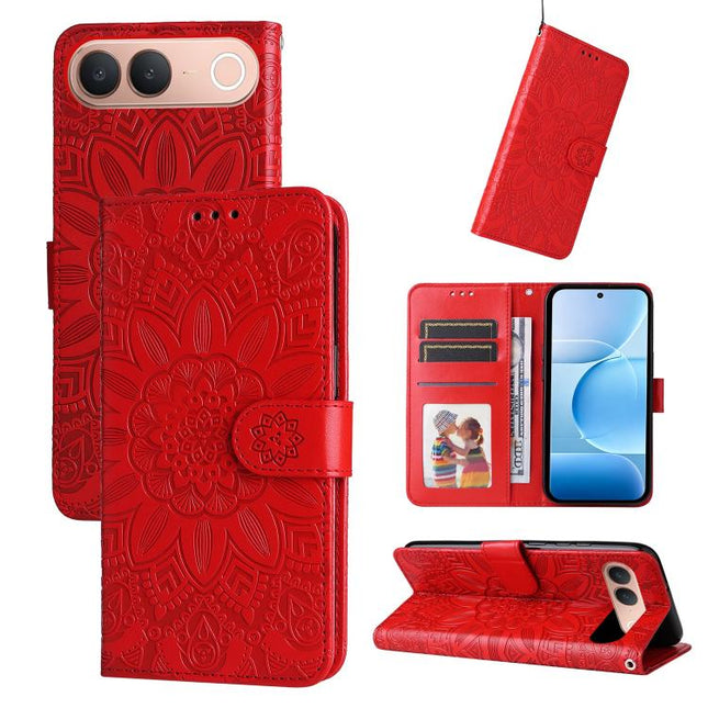 Embossed Sunflower Leather Phone Case, For vivo Y600 Pro 5G, For vivo Y21 5G 2026 / vivo Y05 4G, For vivo V70 FE 5G, For vivo S50 5G / V70 5G