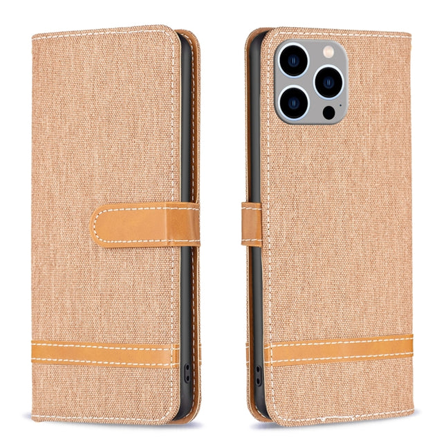 Color Block Denim Texture Leather Phone Case, For iPhone 15 Pro Max, For iPhone 15 Pro